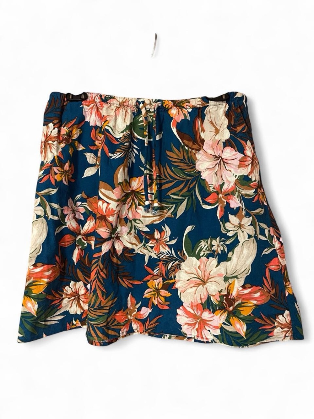 Floral Drawstring Skirt - Teal Floral